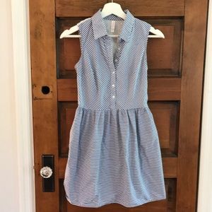 Blue and white dress with eyelet back